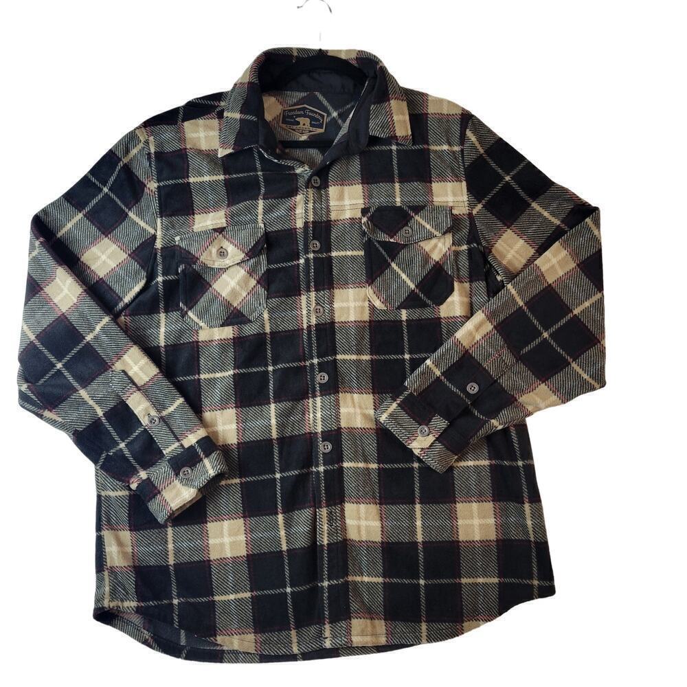 Freedom Foundry Flannel Plaid Shirt  Sz L Mens Black Hunting Camp Houndstooth‎